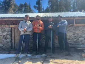 Traditional stone house chaani campsite on the offbeat Khedmi Kedarkantha trail