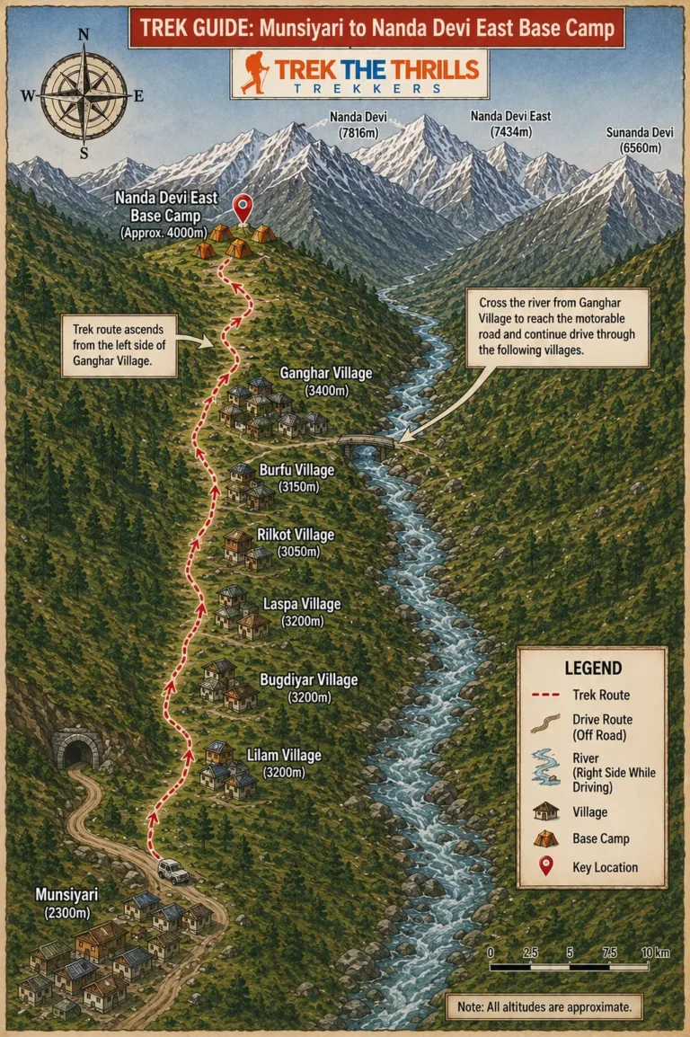 Nanda Devi East Base Camp Trek Route map 2026